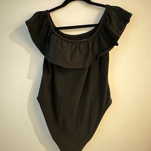 Atmosphere Black Ruffle Bodysuit | Size M